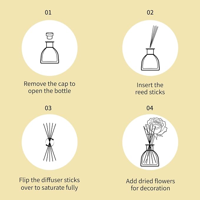 Reed Diffusers Set Jasmine&Lily Scented Diffuser for 140 Days, Flower Diffuser 8.5 fl oz with Dried Flowers and Decorative Rose, Long Lasting Home Fragrance Bathroom, Shelf, Office Decor