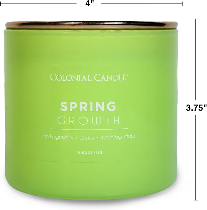 Colonial Candle Spring Growth Scented Jar Candle, Pop of Color Collection, 3 Wick, 14.5 oz - Up to 60 Hours Burn