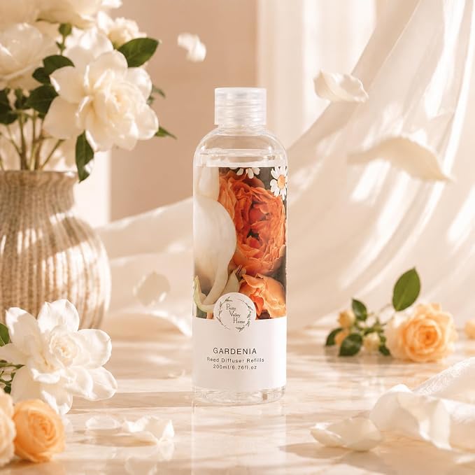 Reed Diffuser Essential Oil Refill Gardenia Floral - 200ml Scented Oil for Home Aromatherapy Bedroom Decor