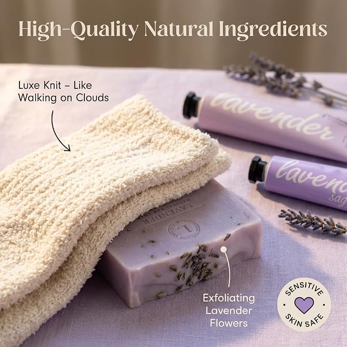 Unboxme Spa Gift Basket for Women - Lavender Self Care Gifts with Candle & Bath Bombs - Relaxation Care Package for Birthday, Get Well Soon, Christmas, Valentine's Day