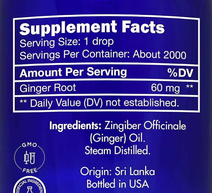 Ginger Oil, Edible, Food Grade – 100% Pure, Ginger, Essential, Oil, for Massage, by Zongle Therapeutics, 4 OZ