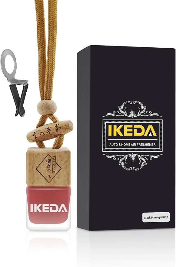 Ikeda Car Air Freshener: Hanging Car Smell Air Freshener | 10ml Hanging Car Perfume | Long Lasting Fragrance | Strong Scents Diffuser for Auto Home (Black pomegranate|Square)
