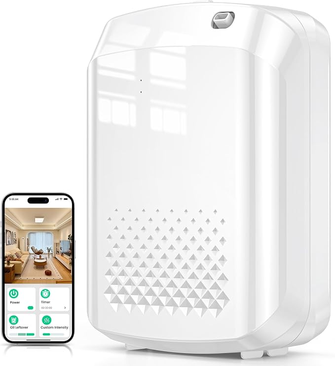 XEITIN Waterless Essential Oil Diffuser 3000 Sq.Ft Coverage for Large Home Hotel Office, 400ml Cold Air Scent Machine, Bluetooth App Control, No-Noise Aroma Diffuser Wall Mount Gift for Her