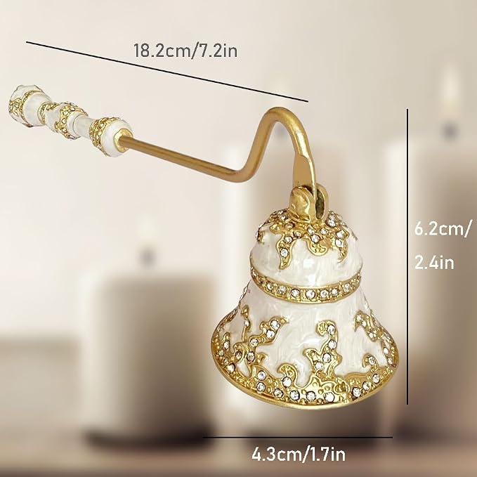 Candle Snuffer Vintage Women Gifts Unique Candle Extinguisher Snuffer with Long Handle Decorative Candle Extinguisher Metal Candle Stopper Candle Accessories Gift (White)