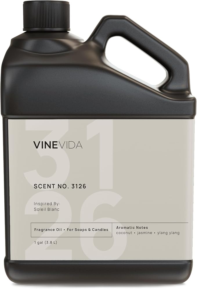 VINEVIDA Scent NO. 3126 Fragrance Oil - 1 Gallon (8lbs) - Inspired by: Soleil Blanc Fragrance Oil for Candle Making - Made in USA Candle Scents Scents for Soap Making
