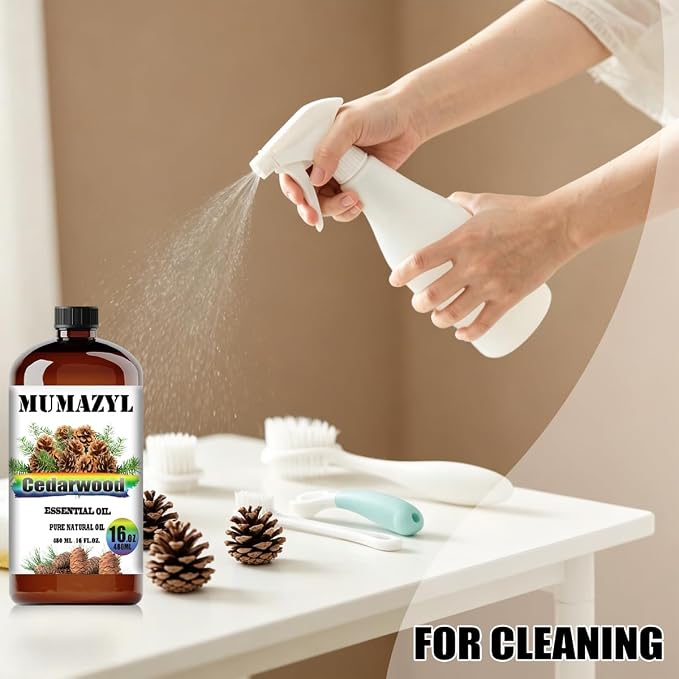Cedarwood Essential Oil, Cedarwood Oil 16 Fl Oz 480ML for Diffuser Humidifier Yoga Cleaning DIY Candle Soap Making MUMAZYL Essential Oils