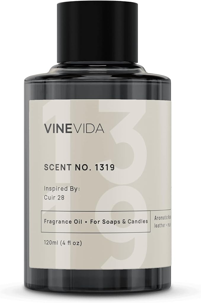 VINEVIDA Scent NO. 1319 Fragrance Oil - 120mL (4oz) - Inspired by: Cuir 28 Fragrance Oil for Candle Making - Made in USA Candle Scents Scents for Soap Making
