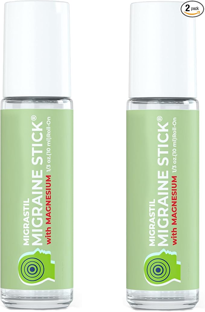 Migrastil Migraine Stick with Magnesium Cooling Peppermint Eucalyptus Essential Oil Topical Magnesium for Headache Support. Made in The USA 10 ml 2-Pack