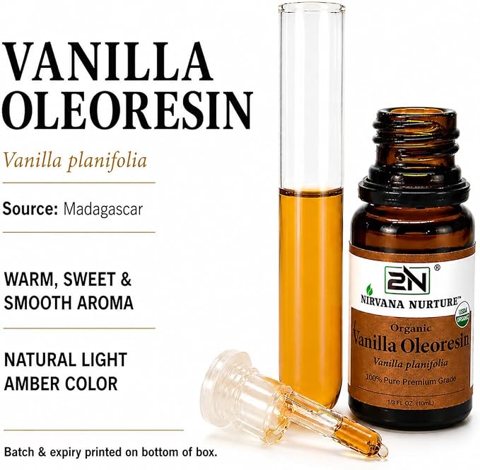 Vanilla Oleoresin, USDA Certified Organic, 100% Pure Undiluted, Aromatherapy Oil for Diffuser, Hair & Skin Care