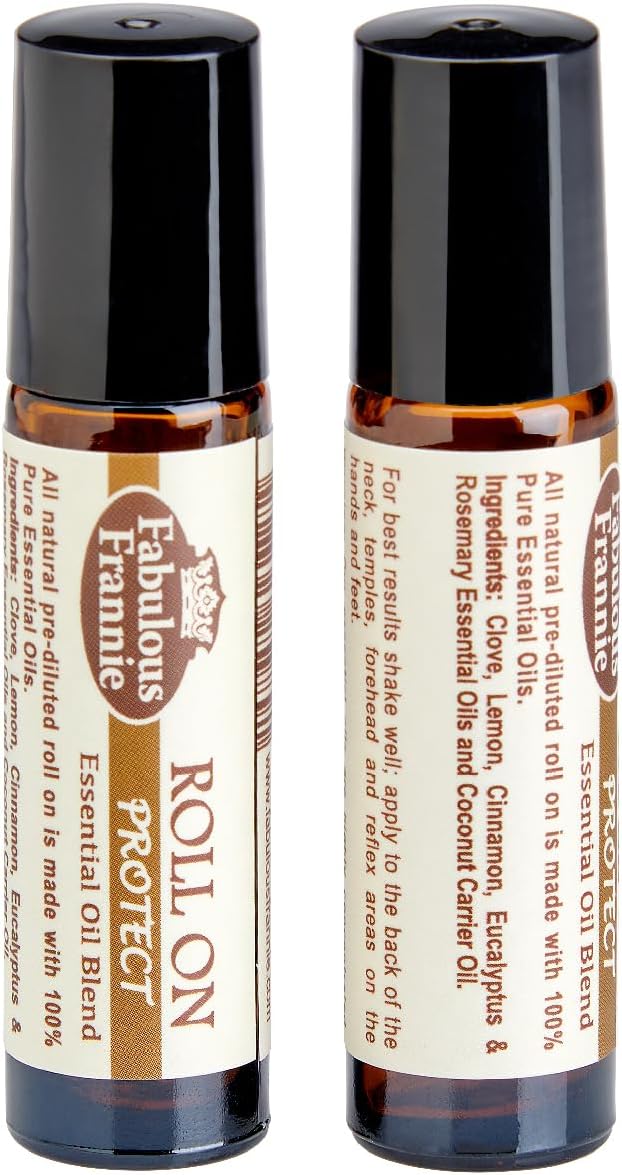 Fabulous Frannie Protect Pre-Diluted Essential Oil Blend Roll-On (Comparable to Young Living's Thieves Blend) Made with Cinnamon, Clove, Eucalyptus, Rosemary and Lemon 10ml