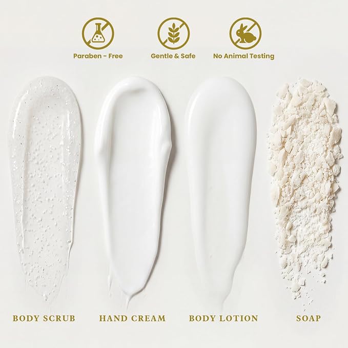 BODY & EARTH # LOVE Hand Cream Gifts Set for Women, 4PCS Vanilla Spa Gifts with Hand Cream, Body Lotion, Body Scrub, Soap, Bath and Body Gift Sets for Women Birthday Gift for Her