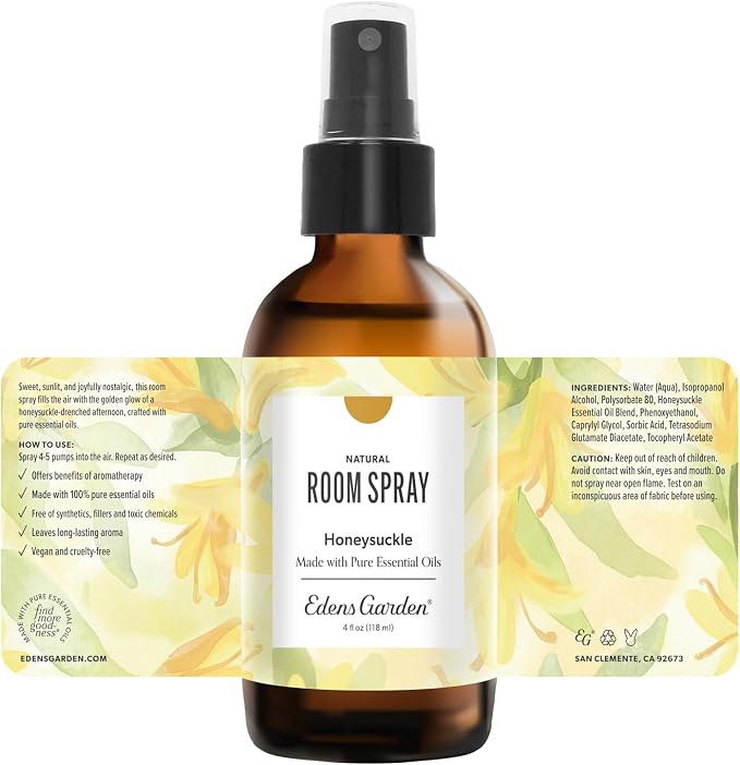 Edens Garden Honeysuckle Aromatherapy Room Spray – Natural Essential Oil Air Freshener for Home, Floral Bright & Uplifting Long-Lasting Scent, 4 fl oz (118 ml)