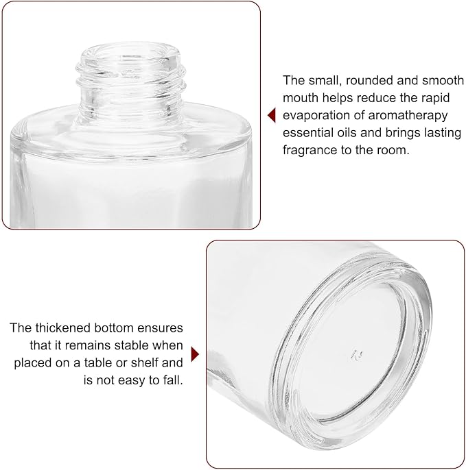 HARFINGTON 80ml/2.7oz Empty Glass Diffuser Bottle 3.4" x 2" Refillable Fragrance Accessories Aromatherapy Jar Container for Replacement Reed Diffuser DIY Home Bathroom Transparent