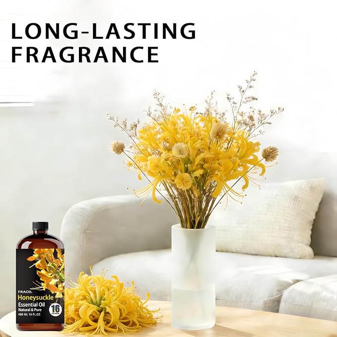 Honeysuckle Essential Oil, Honeysuckle Oil 16 Fl Oz 480ML for Diffuser Humidifier Yoga Cleaning DIY Candle Soap Making Essential Oils