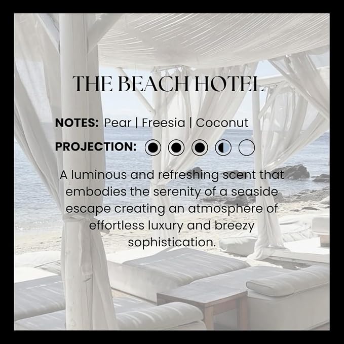 Hotel Inspired Home Perfume Collection -The Beach Hotel– Premium Essential Oil Blend (15mL/0.5 fl Oz) Aroma with Coconut, Freesia & Pear | Long-Lasting, Dropper for Diffuser | Made in USA