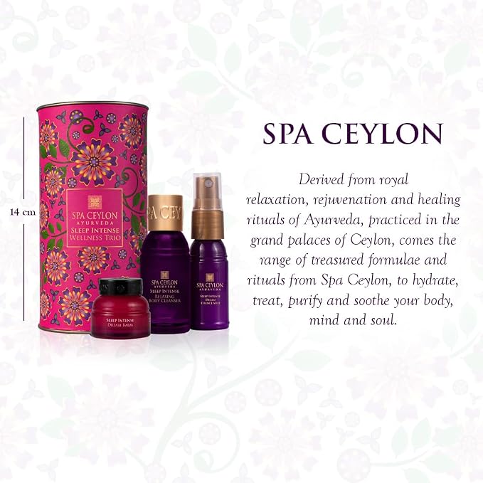 SPA CEYLON Sleep Intense Wellness Trio Set, Ayurvedic Pampering Set with Natural Ingredients, Shower Gel, Body Mist, Balm (150 g, Lavender, Ylang Ylang)
