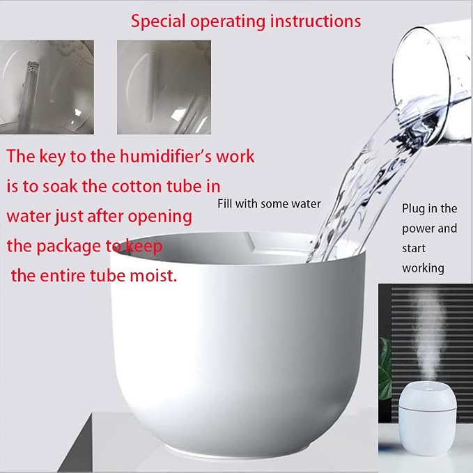Mini Humidifier, USB Power Supply, Suitable for Study Room, Bedroom, Baby Room, Office, Car, With 7 Color LED, Air Humidifier, Can Be Used for Facial Moisturizing (Snow White)