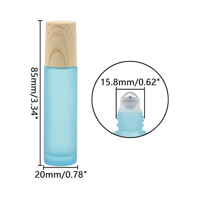 Kesell 10Pack Colour Essential Oil Roller Bottles 10ml, Refillable Glass Roll On Bottles with Plastic Lids Stainless Steel Ball for Aromatherapy Perfumes