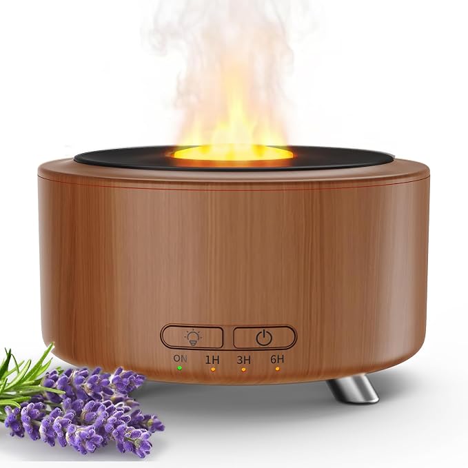 Essential Oil Diffuser for Home, 500ML Aromatherapy Diffuser Oil Machine for Office Room Yoga, Aroma Diffuser with Auto-Off Function, 9 Colors LED Night Light, Dark Wood