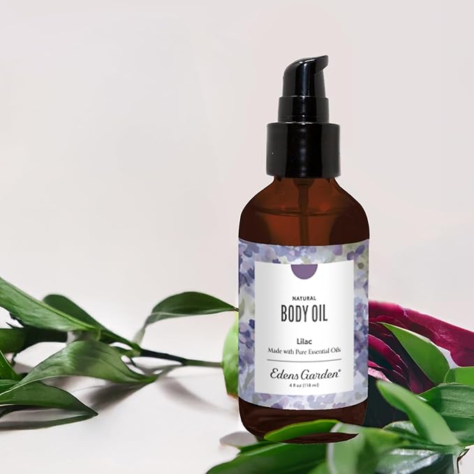 Edens Garden Lilac Body Oil – Bath, Body & Massage Oil with Pure Essential Oils & Vitamin E, Moisturizing Floral Aromatherapy for Skincare, 4 fl oz (118 ml)