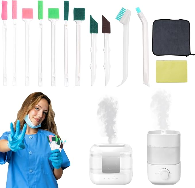 Engorgio Humidifier Cleaner Brush Set 14Pcs,Small Cleaning Brush Tight Spaces for for Humidifiers, Keyboards, Tiles, Bottles and Tight Spaces,Household Cleaning Tools kit.