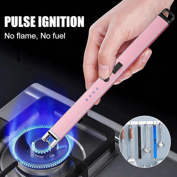 Electric Candle Lighter 2 Pack USB Rechargeable Lighters Windproof Plasma Arc Lighters Flameless Type C Long Lighter for Candle BBQ Camping Birthday Fireworks