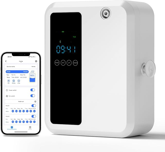 Hotel Scent Diffuser for Large Room, 500ml Smart Waterless Oil Diffuser, Whole House Air Fragrance Machine with LED Display, White