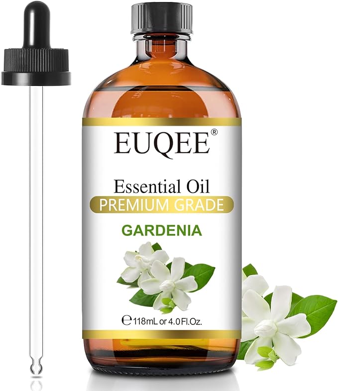 EUQEE 118ml Gardenia Essential Oil, Premium Grade Aromatherapy Oil Great for Diffuser, DIY Soap, Candle Making, Skin Care, Natural Gardenia Oil Floral Aroma for Mood (4Fl. OZ)
