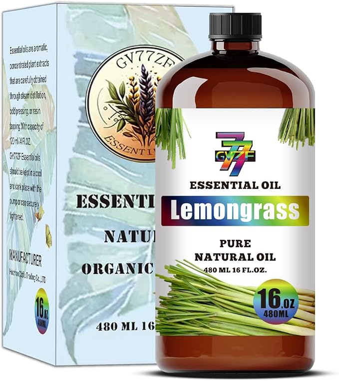 Lemongrass Essential Oil 16fl oz Diffuser DIY Candle Soap | Aroma; Natural; Humidifier Safe; Home Office; Yoga; Gift; Citrus Scent; Cleaning; Steam Distilled; Multipurpose; Fresh