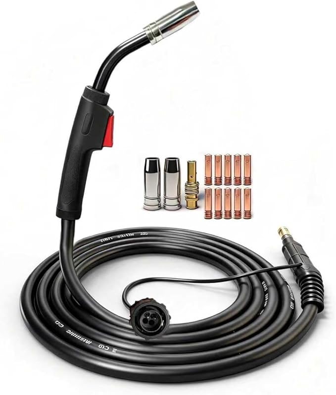 MIG WELDING GUN 15' 180AMP replacement for Vulcan MIGMax 140 & MIGMax 215 & OmniPRO 220 and 63616 63617 Mig Gun Parts (2 PINS) European style parts 15AK (10ft mig gun)