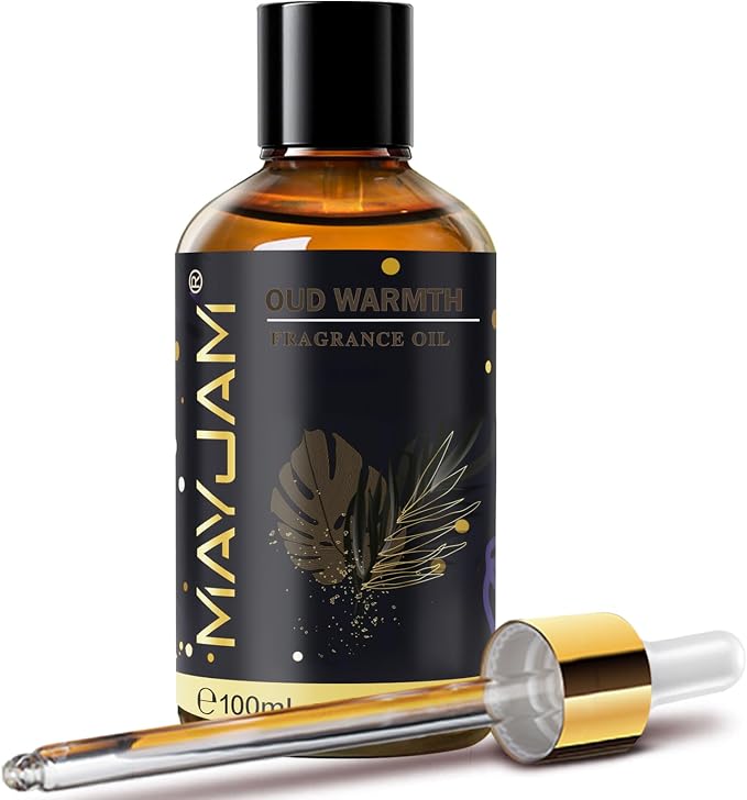 Oud Warmth Fragrance Oil Essential Oil, MAYJAM 3.38FL.OZ Oud Warmth Oil for Diffusers for Home, Long Lasting Scented Oils for Soap Candle Making - 100ML