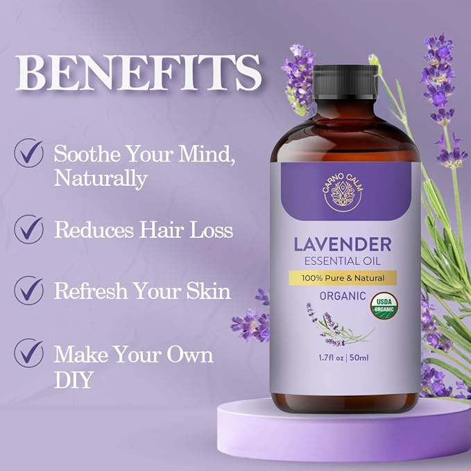 Lavender Essential Oil Pure | USDA Organic Lavender Oil for Skin, Diffuser, Aromatherapy & Hair, Massage & DIY Uses | 1.7 fl oz