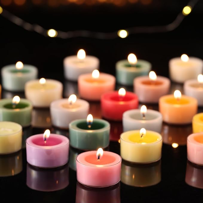 Scented Tea Lights Candles, Peach Sunset, 8 Pack – Pink Scented Tealight Candles – 100% Palm Wax, 6 Hour Burn Aromatherapy Tea Light Votive Candle for Thanksgiving, Gifts, Party Decor