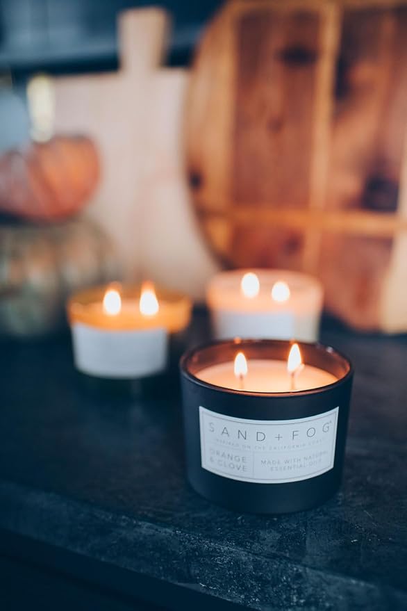 Sand + Fog Scented Candle - Orange & Clove – Additional Scents and Sizes – 100% Cotton Lead-Free Wick - Luxury Air Freshening Jar Candles - Perfect Home Decor – 12oz