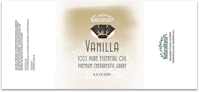 Naturalitana Vanilla Scented Essential Oil 16 oz for Diffuser, DIY Fragrance, Bath Bombs, Candle & Soap Making