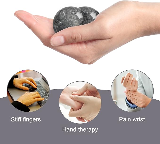 Coolrunner 2'' Marble Dark Grey Baoding Balls Chinese Health Stress Relieve Hand Exercise Hand Massage Hand Balls