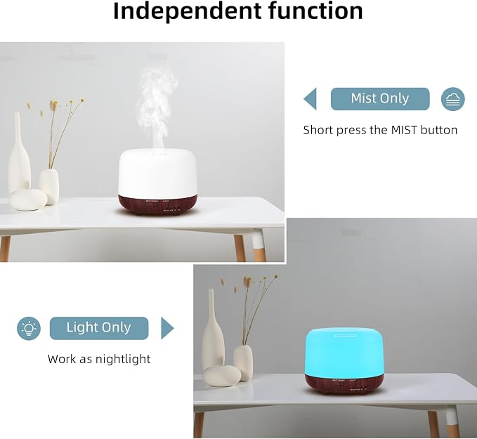 SPLITSKY Essential Oil Diffuser, 300ML Small Room Aromatherapy Diffuser with Remote Control, Quiet Operation, 7-Color LED Light, 4 Timer, Auto-Off, Easy to Clean for Bedroom, Living Room, Office