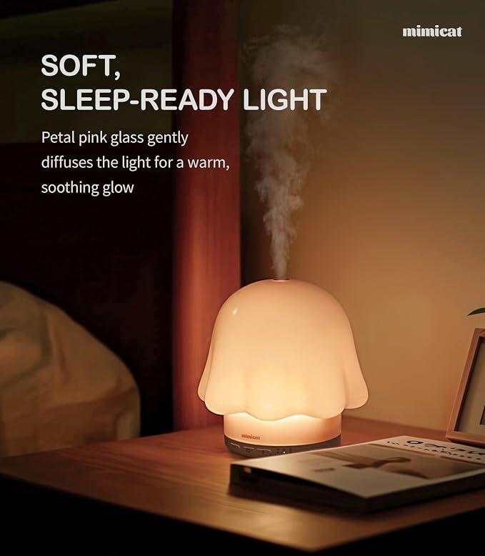 Essential Oil Diffuser for Home Glass: mimicat Timer 120ml Ultrasonic Cool Mist Aromatherapy Diffusers for Bedroom Office with Soft Night Light Pink