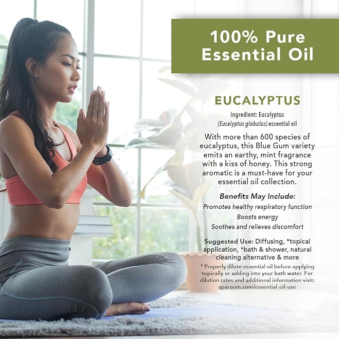 SpaRoom Aromatherapy 100% Pure Undiluted Essential Oil, Invigorate Eucalyptus, 10 mL