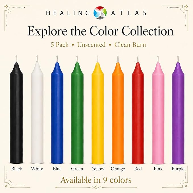 6 Inch Taper Candle 5 Pack Spell, Wicca, Santeria, Energized Candles Velas de 6 Pulgadas Paquete de 5 Velas (Yellow)
