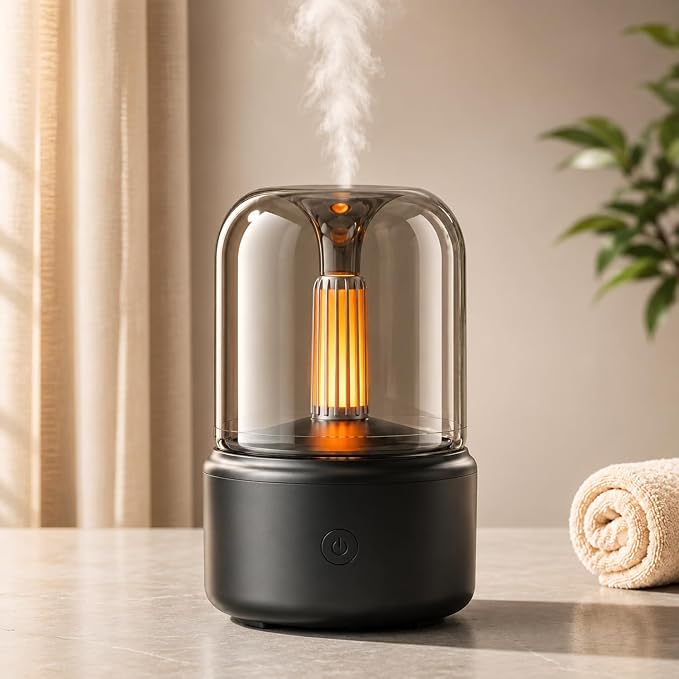 LONCIN Essential Oil Diffuser, 120ml Aromatherapy Diffuser with Auto Shut-Off Function, Ultrasonic Diffusers for Essential Oils, Cool Mist Humidifier with Warm Lights, for Home & Office