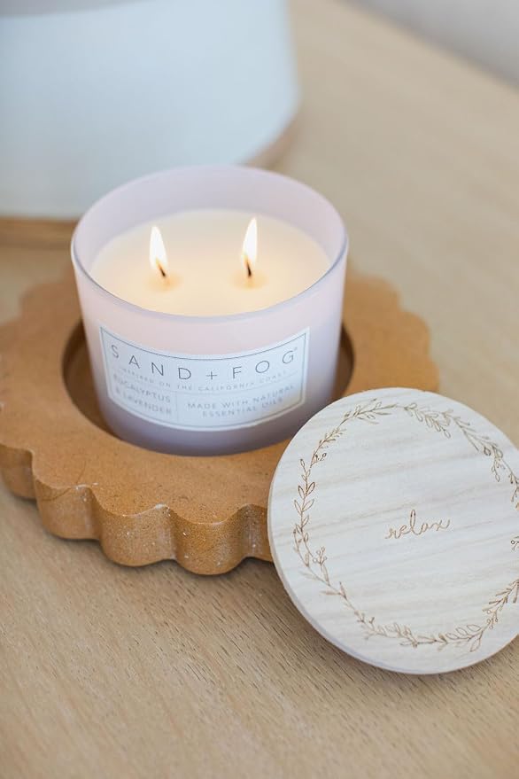 Sand + Fog Scented Candle - Eucalyptus Lavender – Additional Scents and Sizes – 100% Cotton Lead-Free Wick - Luxury Air Freshening Jar Candles - Perfect Home Decor – 12oz