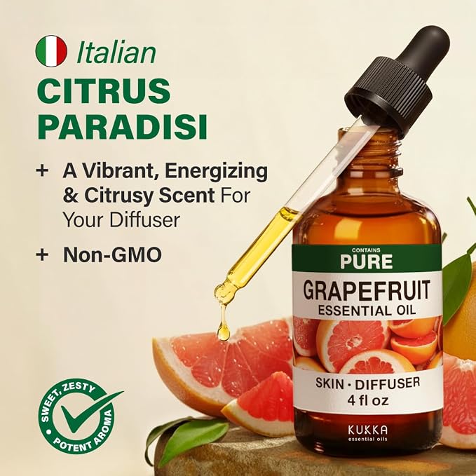 100% Pure Grapefruit Oil - 4 Fl Oz Grapefruit Essential Oil for Hair, Skin, Diffuser, Aromatherapy & DIY Soap Making Scent