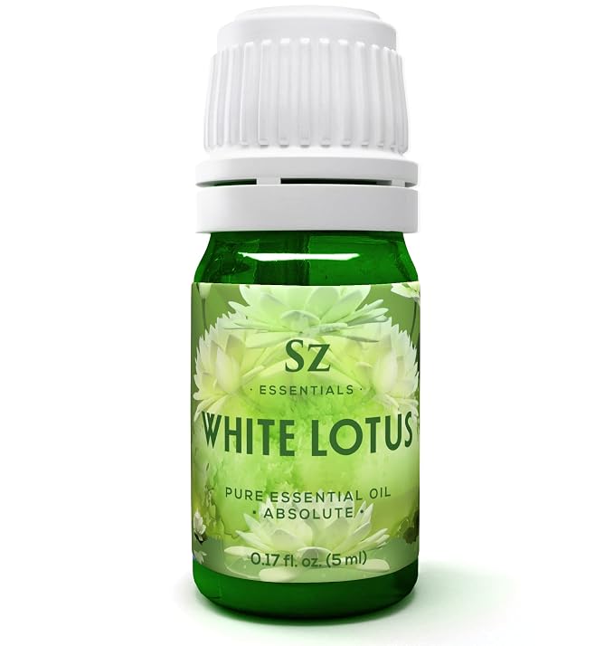 White Lotus Essential Oil 100% Pure, Undiluted Oil - Extracted from Nymphaea Lotus - Delicate & Floral Scent with Musky Overtones - Therapeutic Grade & Vegan - 0.17oz (5ml)