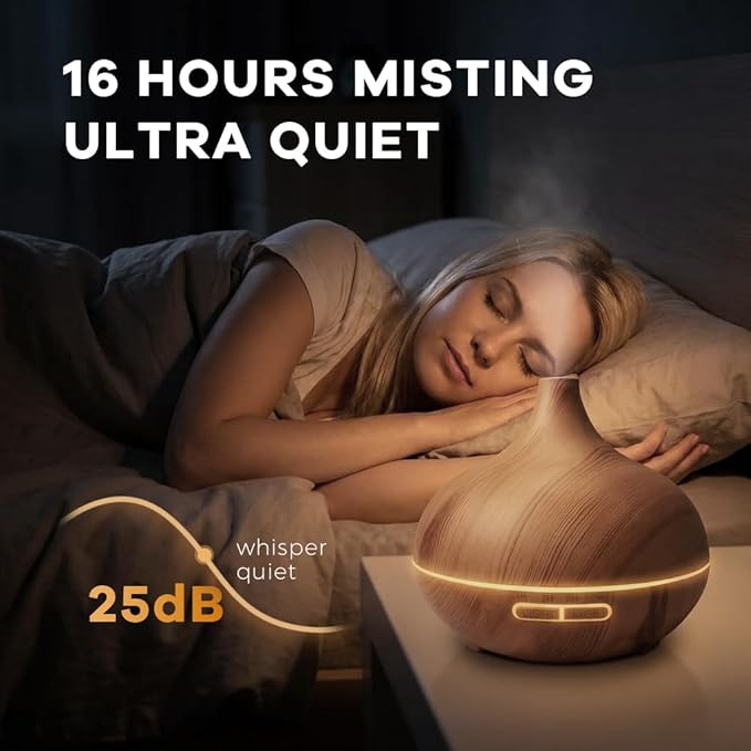 Large Capacity Essential Oil Diffuser,Ultrasonic Diffuser,550ml Humidifier for Home Decor,7 Color LED Light with Waterless Auto-Off (Light)