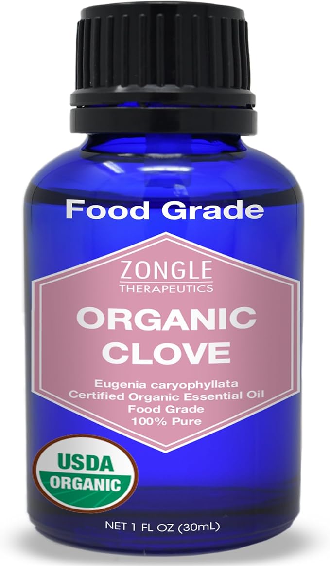 Organic, Clove Oil, Food Grade – 100% Pure, Clove, Bud, Essential, Oil, by Zongle Therapeutics, 1 OZ