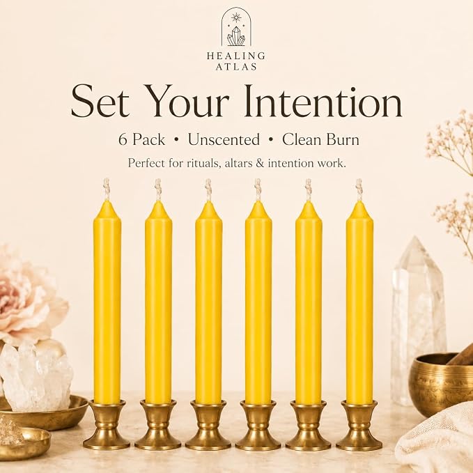 6 Inch Taper Candle 6 Pack Spell, Wicca, Santeria, Energized Candles Velas de 6 Pulgadas Paquete de 6 Velas (Yellow (6 Pack))