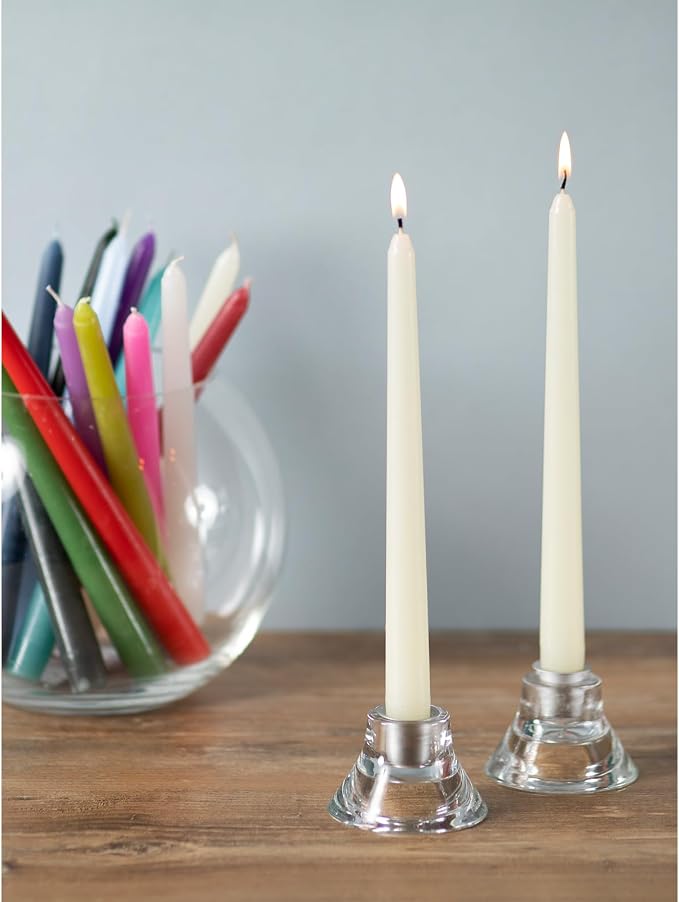 CANDWAX Ivory Taper Candles 8 inch Dripless - Set of 4 Tapered Candle Ideal for Dinner - Smokeless and Unscented Candlesticks Long Burning