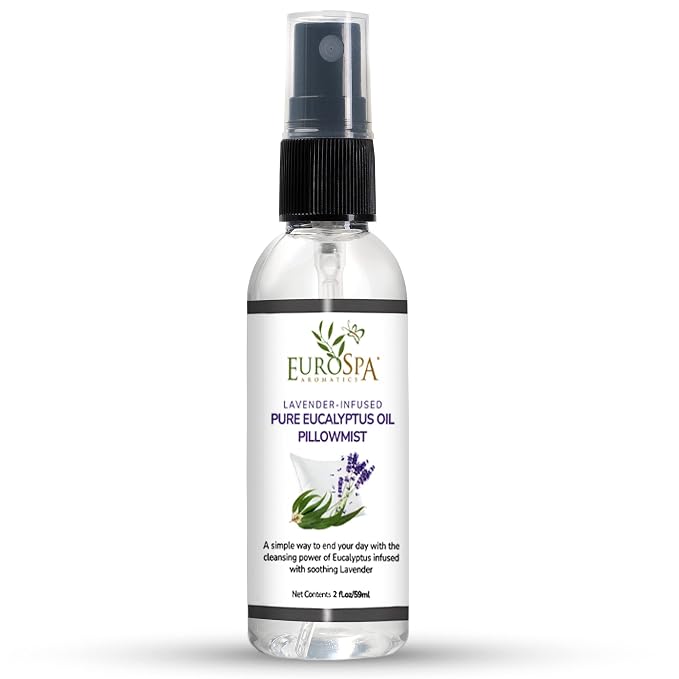 EuroSpa Aromatics Lavender-Infused Pure Eucalyptus Oil Pillow Mist Sleep Spray - 2oz