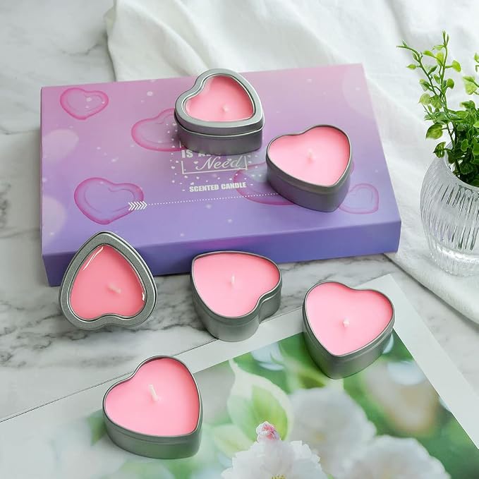 DEYBBY Rose Aromatherapy Pink Tea Light Large Candles, Highly Scented tealight Candles—6 Hours Burn Time for Valentine's Gift, Dinner, Wedding (Pack of 6)